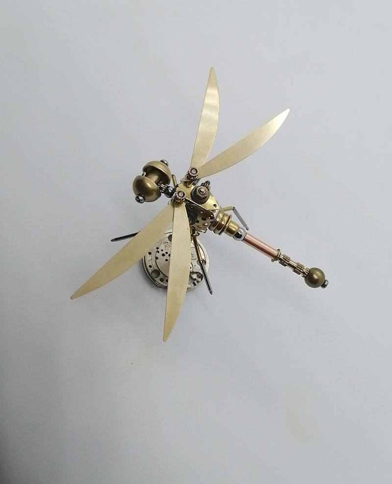 机械昆虫全金属小蜻蜓朋克风金属模型创意手工工艺品摆件