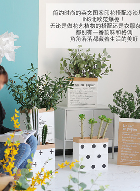 北欧风ins纸袋仿真花尤加利叶