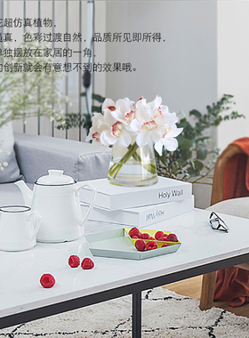 诚艺家居客厅透明玻璃把束玉兰花