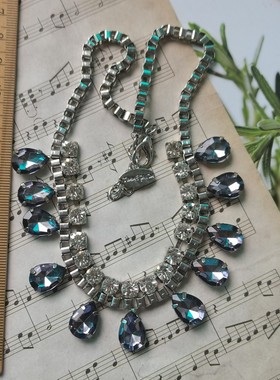 vintage中古回流项链毛衣链琉璃木制仿琥珀欧洲古董饰品古着10.2