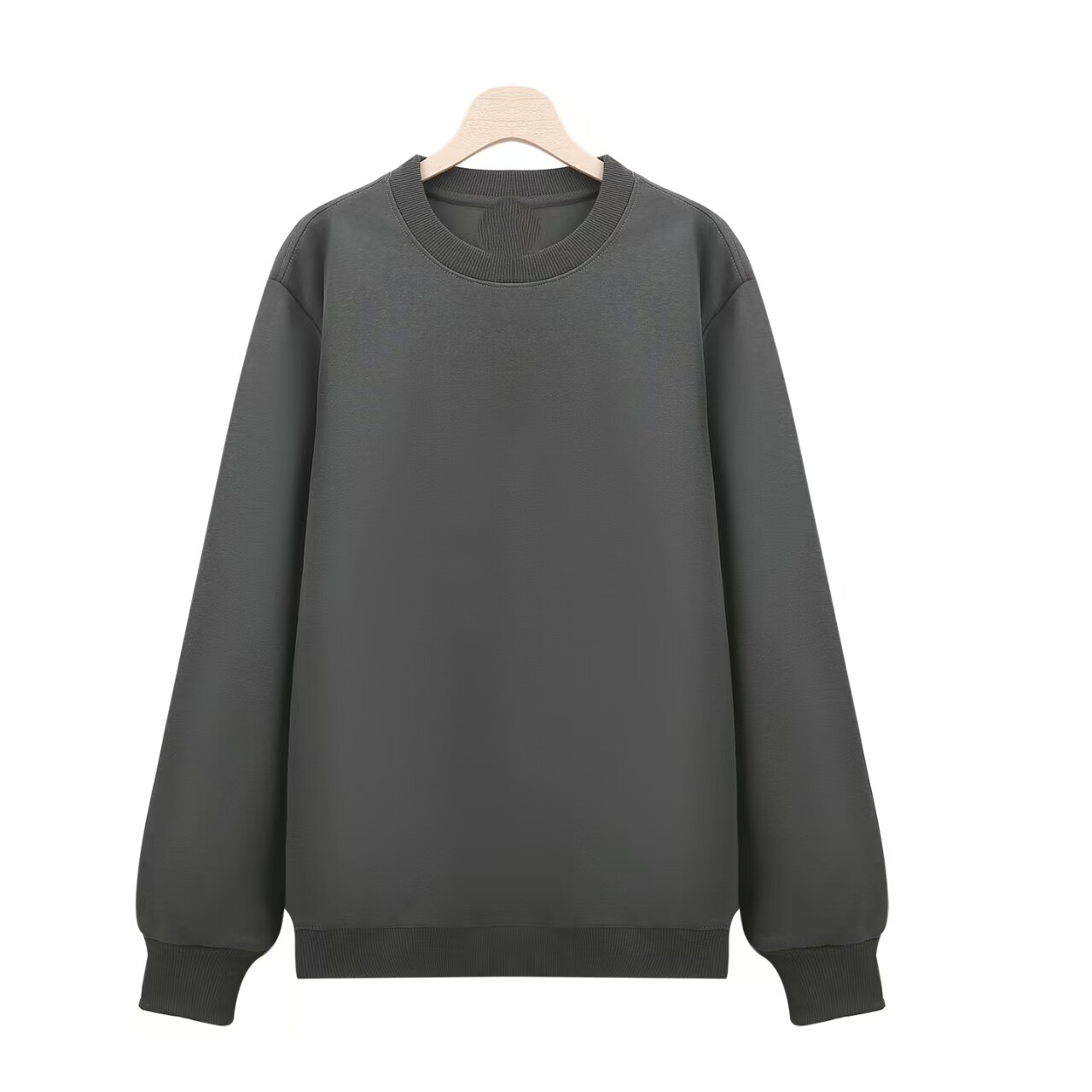 Men's round neck solid color spring and autumn sweatshirt