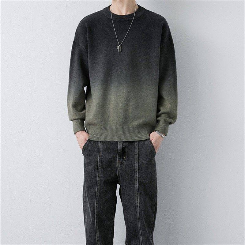 2025新款秋冬男士毛衣渐变色圆领潮牌青少年一体绒针织休闲打底衫,淘宝优惠券,粉丝福利购,淘宝优惠卷