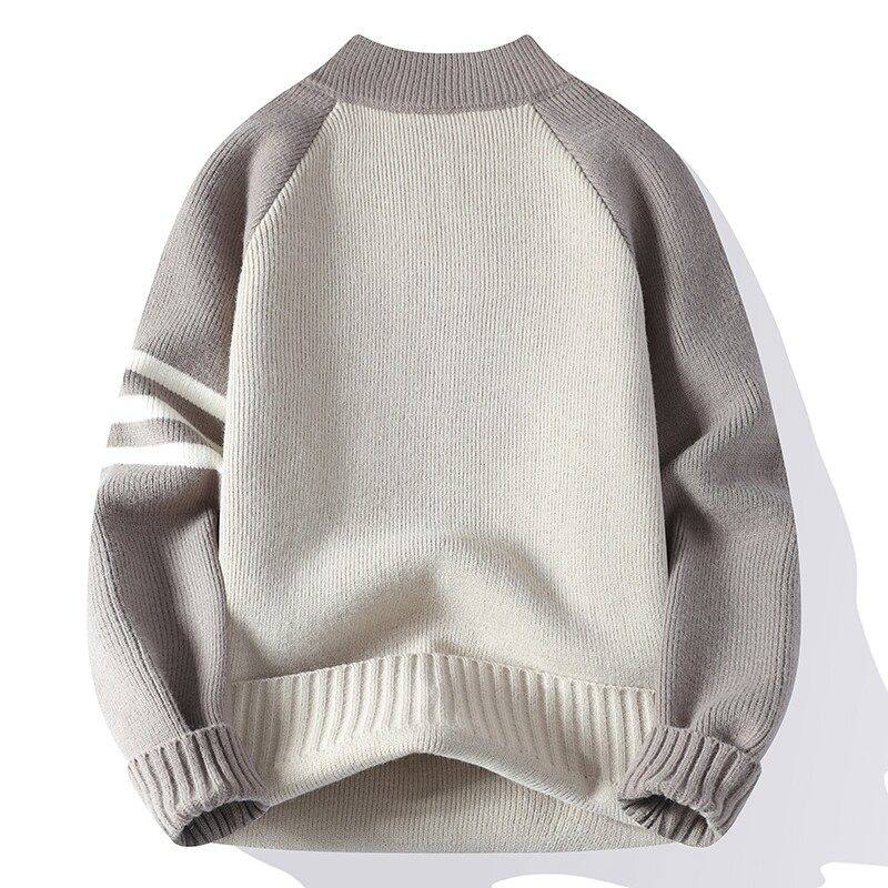 高级感半拉链高领毛衣男冬季加厚毛线衣服青少年撞色插肩袖针织衫,淘宝优惠券,粉丝福利购,淘宝优惠卷
