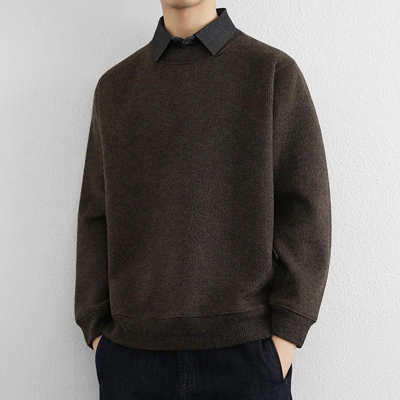 高级感重磅假两件卫衣男秋冬季加绒加厚衬衫领长袖打底衫翻领上衣,淘宝优惠券,粉丝福利购,淘宝优惠卷