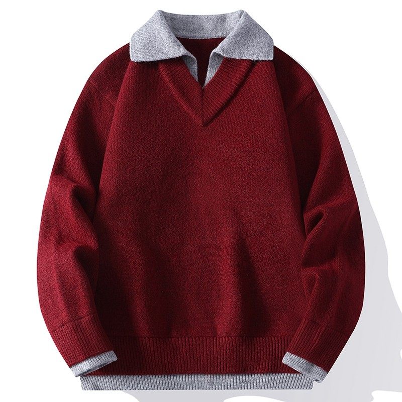 设计感假两件毛衣男士2025新款秋冬季加厚保暖打底针织衫百搭线衣,淘宝优惠券,粉丝福利购,淘宝优惠卷