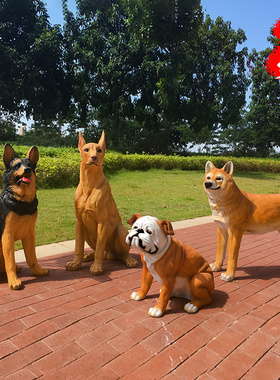 艺家乡玻璃钢雕塑仿真庭院狼狗