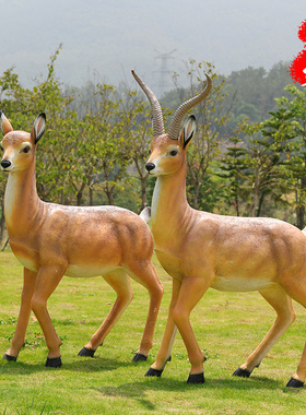 户外仿真藏羚羊玻璃钢雕塑