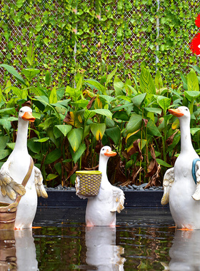 户外卡通鸭子玻璃钢雕塑花盆摆件