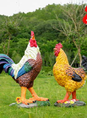 艺家乡仿真公鸡雕塑农家乐大摆件