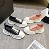 Canvas shoes for women, platform thick soles, hot style white shoes and half slippers