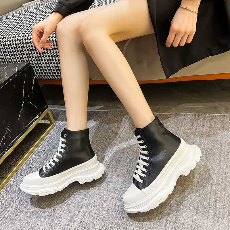 荔季高帮老爹鞋女2025年秋冬新款增高松糕女鞋厚底加绒休闲运动鞋