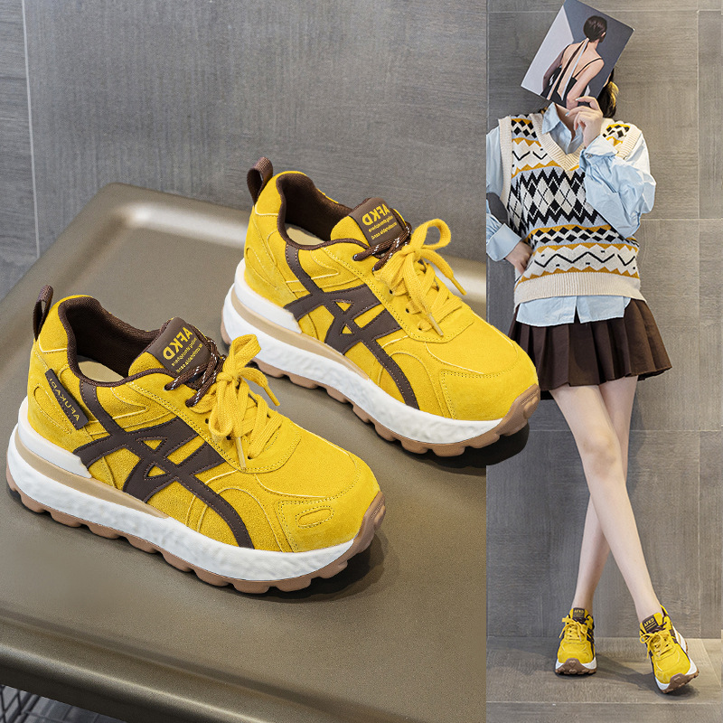 厚底8CM阿甘鞋女2025年秋冬新款休闲运动德训鞋百搭内增高小白鞋 - 图1