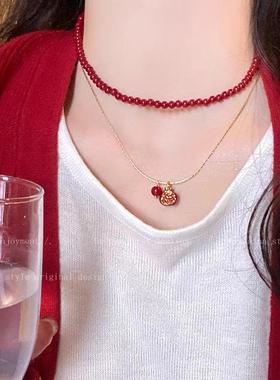 义乌市彤衫饰品石榴熟了喜庆红色项链女款叠戴锁骨链高级感轻奢小