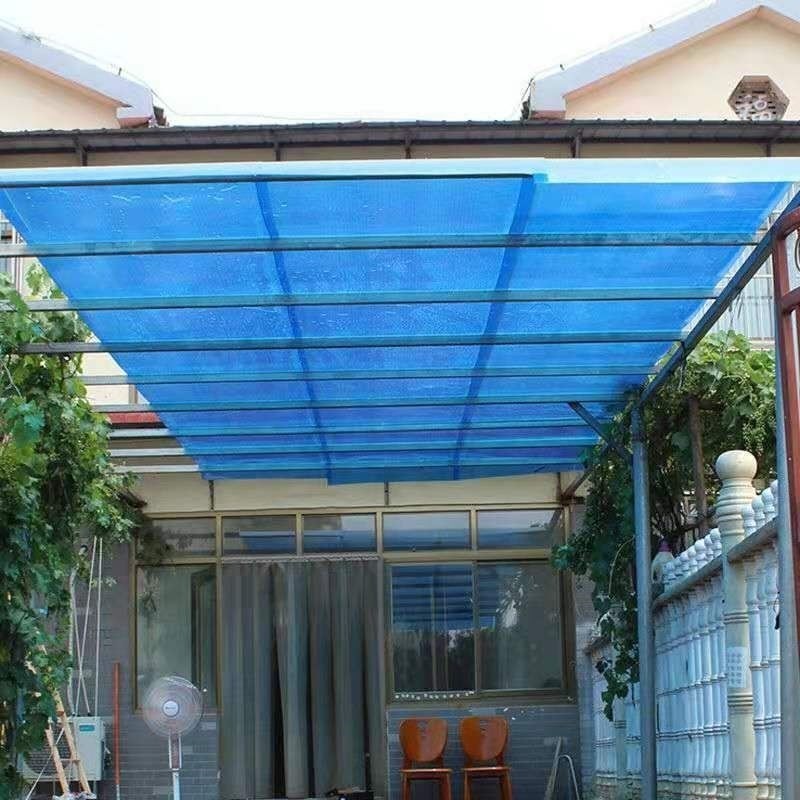 湖蓝色PC加厚阳光板阳台遮阳防雨板防嗮板半透明树脂瓦车库遮阳棚 - 图2