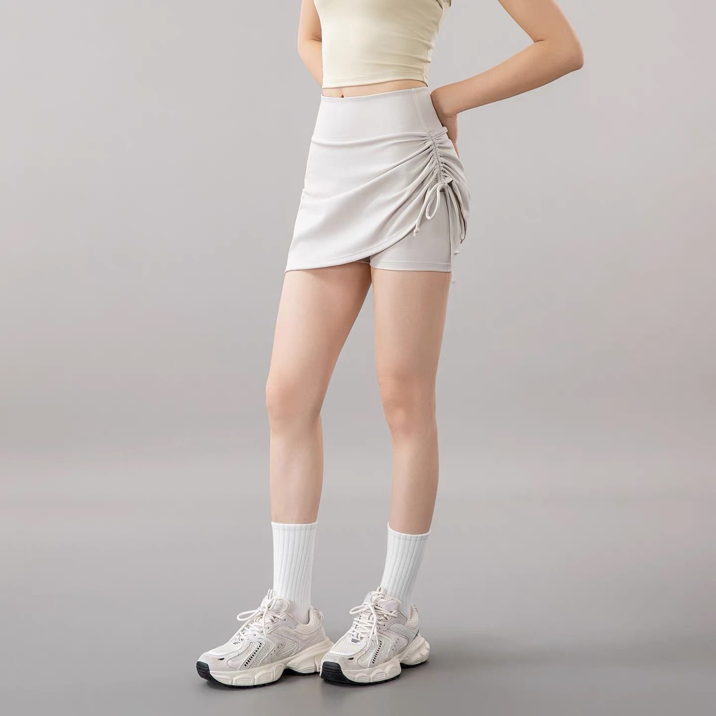 防走光瑜伽短裙女高腰提臀健身裤运动跑步训练紧身显瘦性感裤裙,淘宝优惠券,粉丝福利购,淘宝优惠卷