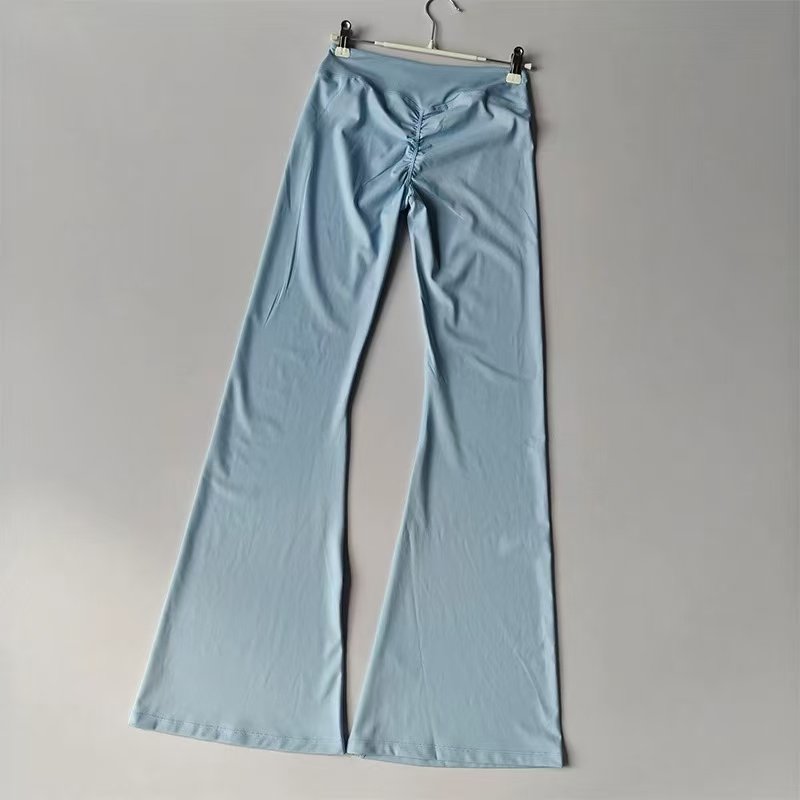 外贸欧美普拉提喇叭健身裤女蜜桃提臀裸感交叉腰紧身绝美微喇裤秋,淘宝优惠券,粉丝福利购,淘宝优惠卷