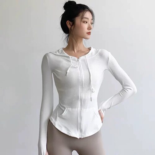 2025秋冬新款运动服外套女跑步休闲连帽拉链卫衣速干健身房瑜伽服 - 图2