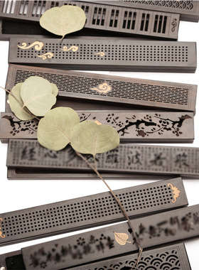 家居黑檀木创意摆件 实木檀线香黑檀香盒 香薰炉礼品工艺品