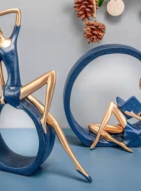 看书青春女孩瑜伽摆件书房客厅酒柜玄关OK舞女卧室摆设电视柜