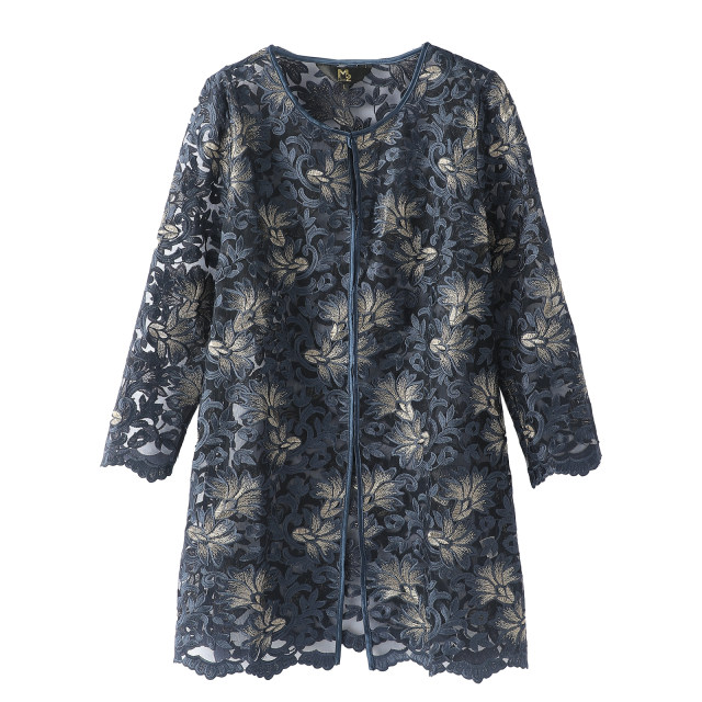 ພາກຮຽນ spring ແລະ summer ຕາຫນ່າງ retro lace lace ແຂນຍາວ chiffon cardigan