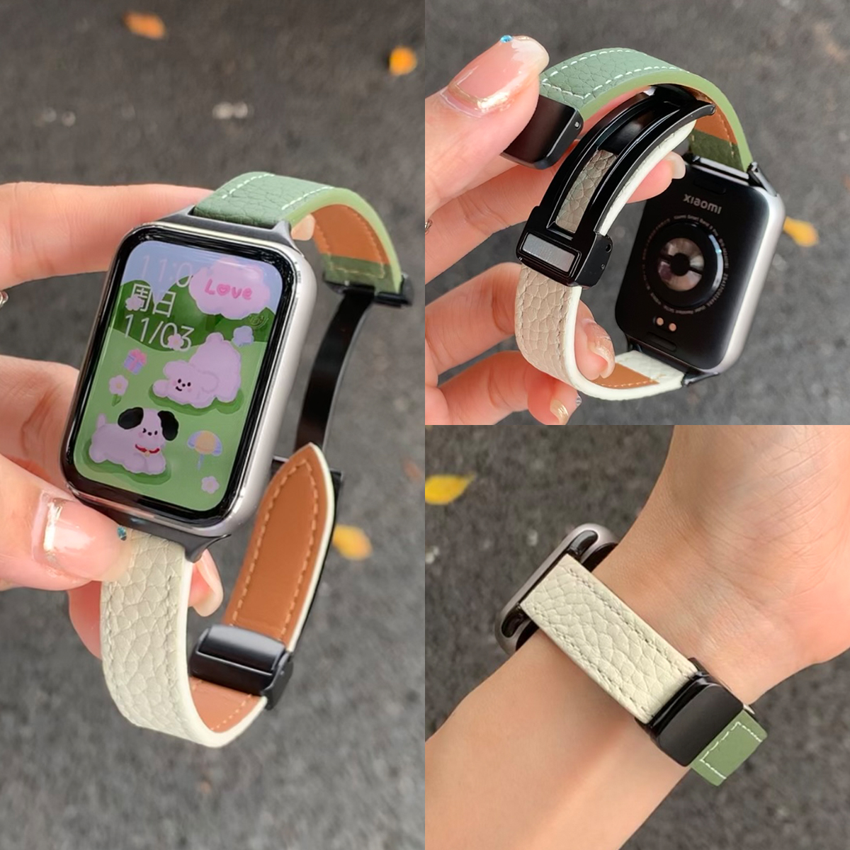 适用华为watch fit4手表带创意荔枝纹4pro新款智能运动腕表watchfit3手表链女生2腕带真皮高级感系列女款夏天 - 图1