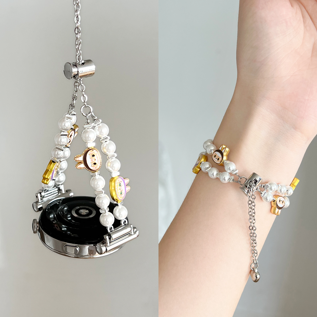 适用小米watchs4手表带链新款s3智能手表xiaomi watch s2创意珍珠表链女生s1运动版color女款夏天高级感41mm - 图2