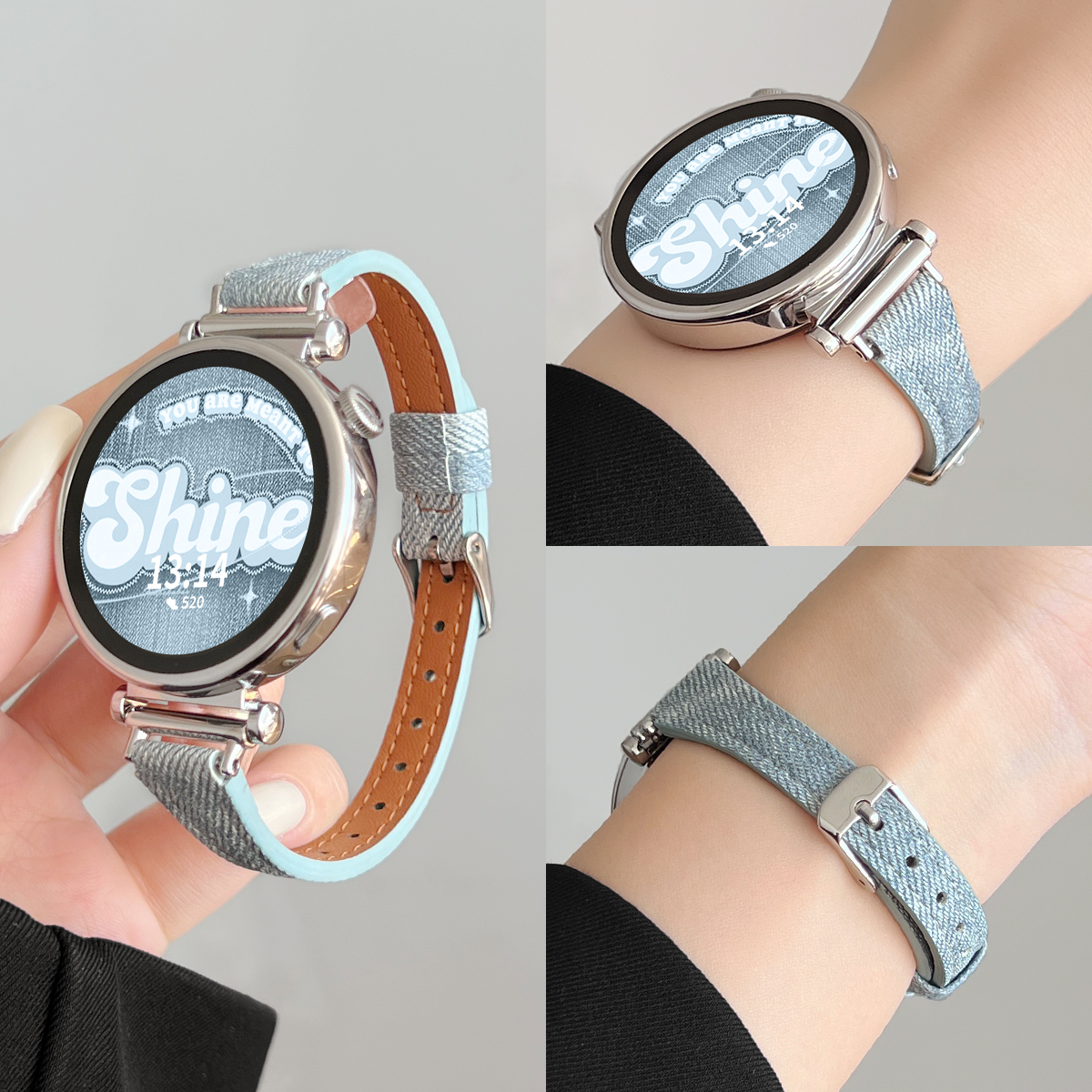 适用小米watchs4手表带链创意牛仔xiaomi watchs4sport女款新款智能运动手表s3/2腕带41mm女士专用高级感表链 - 图2