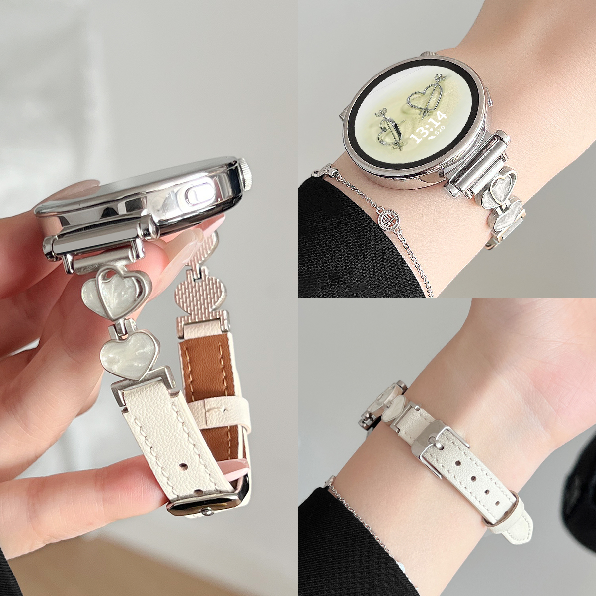 适用小米watchs4手表带链真皮新款xiaomi watchs4sport创意女款s3智能运动手表color2腕带女士高级感41mm专用 - 图2