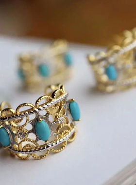 S925镀金色镶嵌仿白玉睡美人戒指