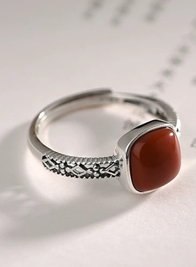 S925纯银小方糖戒指国潮新民族风