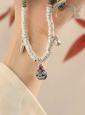 新中式吞金兽盘缠手链绳女款925纯银好运招财小众设计手串送礼物