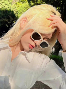 jennie同款个性白框UV400墨镜