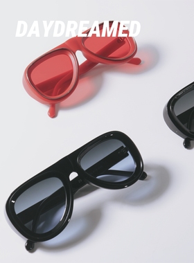 大红色层次感UV400蛤蟆镜太阳镜