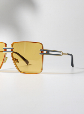 方形前卫无框中性炫彩反光墨镜