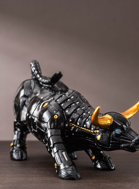 机械华尔街牛树脂潮流桌面摆件工艺品家居办公室牛气冲天装饰品