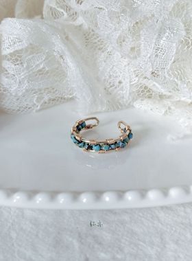 弥亦「萦绕」复古vintage绕线手工戒指毕加索米珠开口圈指环