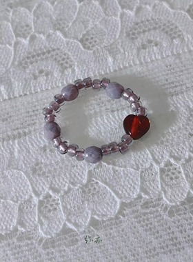 弥亦「点心派对」原创设计捷克珠米珠戒指多巴胺小众串珠弹力指环