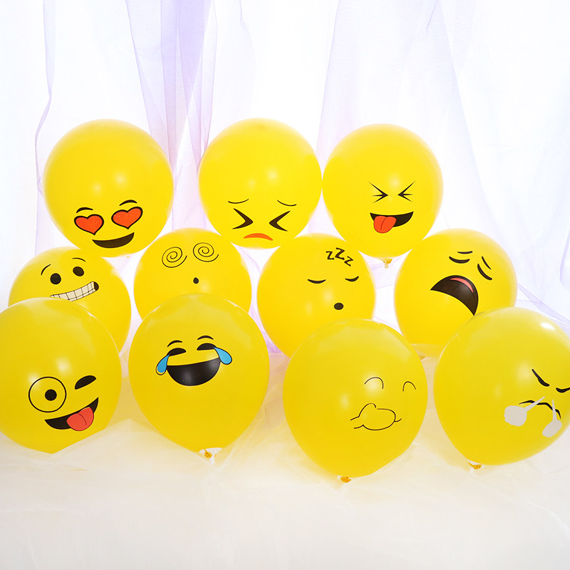 卡通笑脸表情包气球儿童生日周岁六一幼儿园派对装饰布置地推街卖