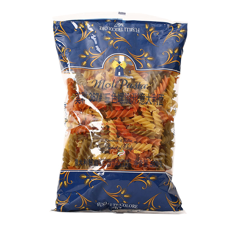 意文纯色单色螺旋形意面500g家用商用西餐厅意面材料