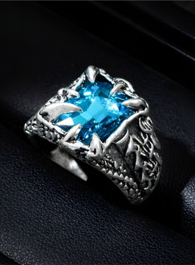 欧美时尚蓝色重工戒指复古