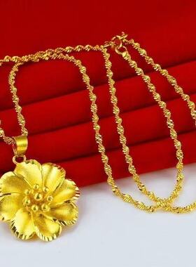 金色太阳花水波链项链