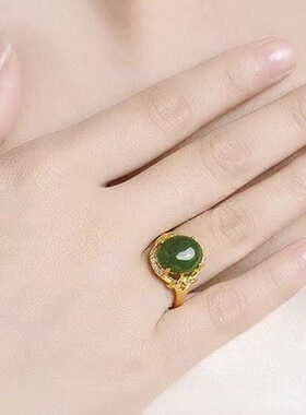 金色碧缇绿钰民族风男戒