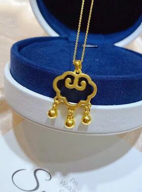 新款祥云平安锁金色吊坠