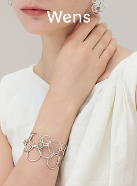 Wens花神系列镂空花朵开口手镯女