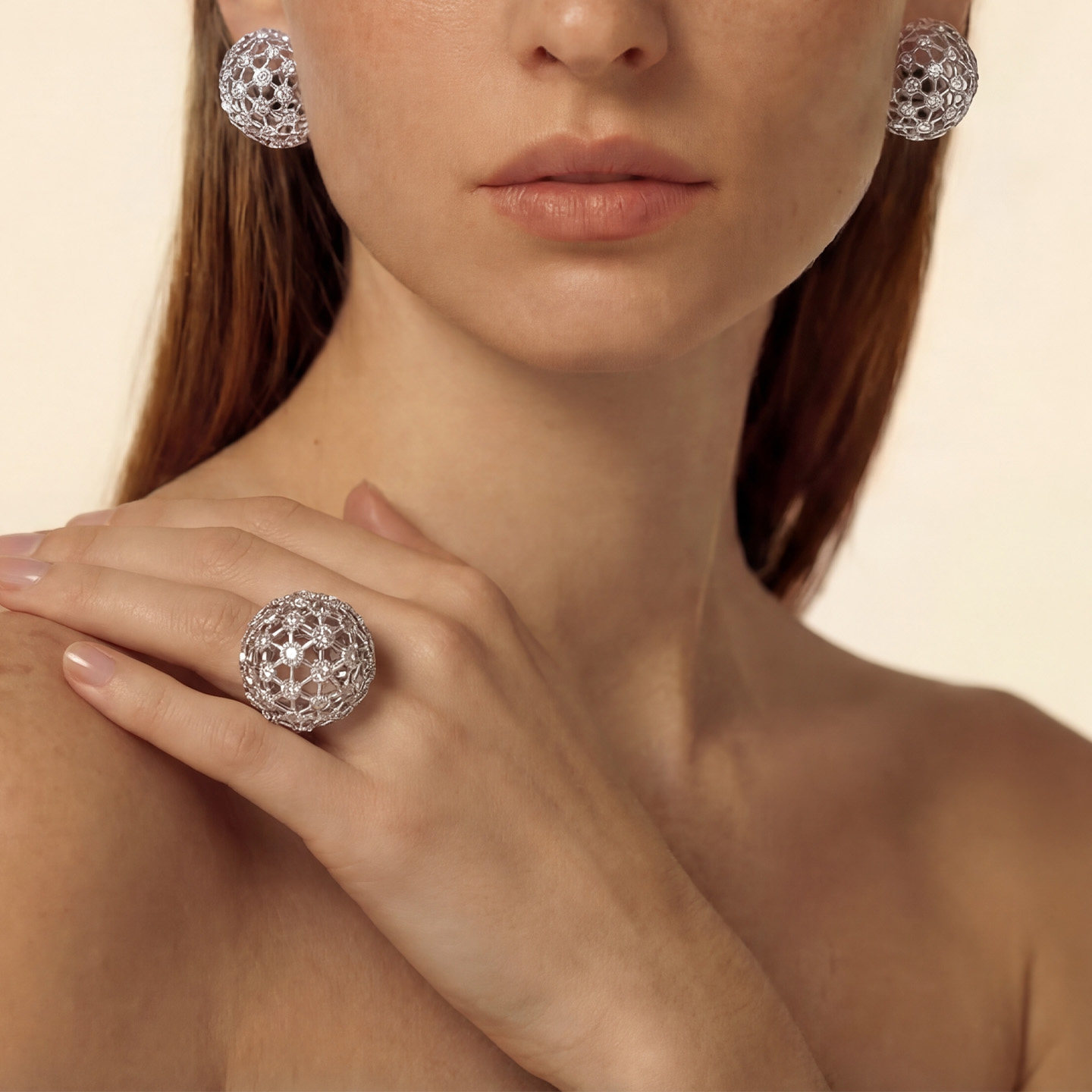 Wens star zircon hollow woven ball ring for women original design light luxury high-end atmospheric accessories gift