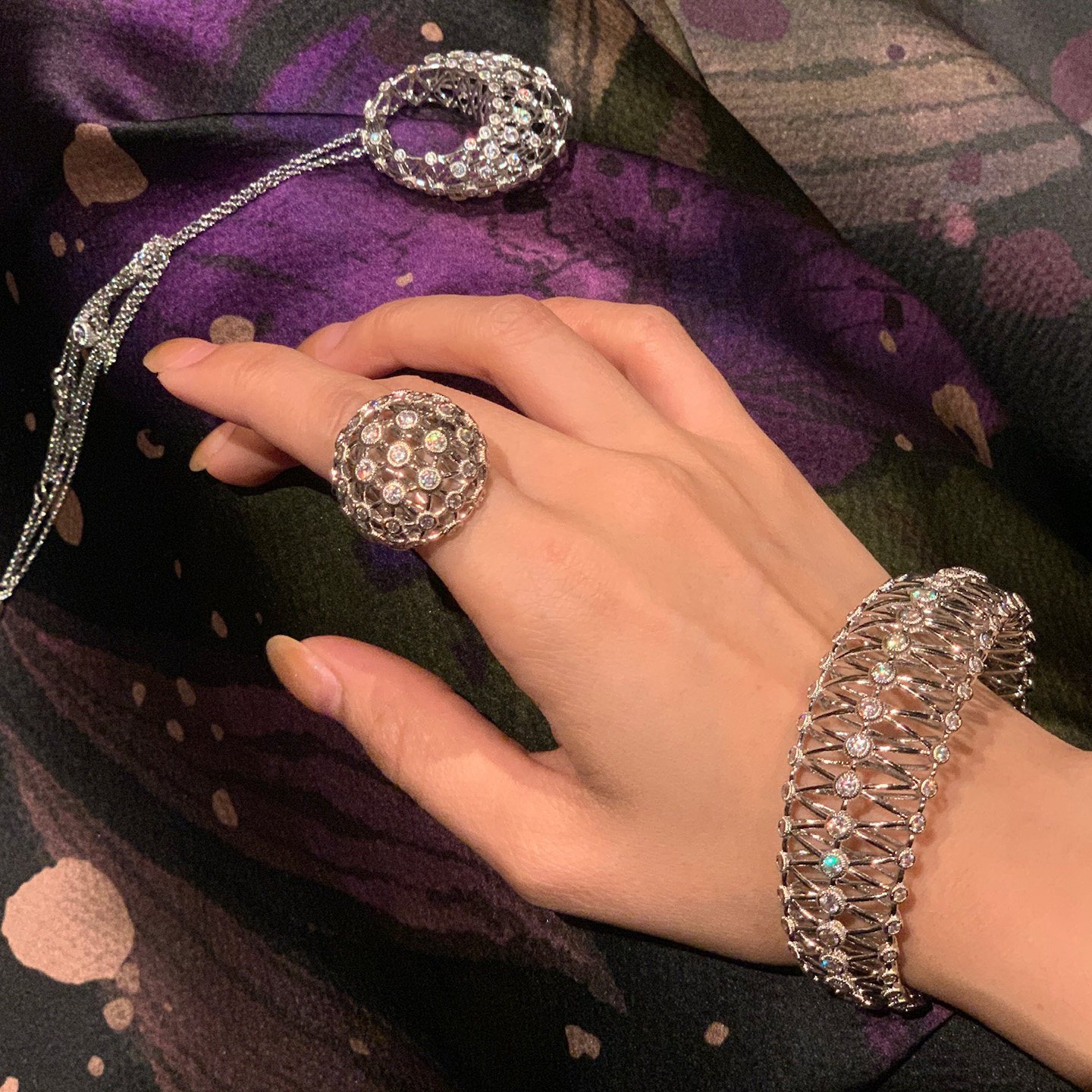 Wens star zircon hollow woven ball ring for women original design light luxury high-end atmospheric accessories gift