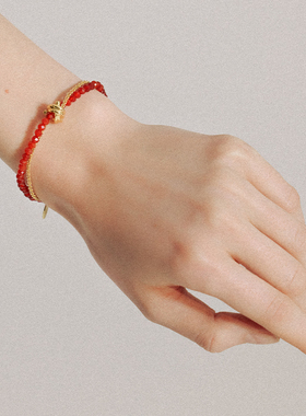 Wens红玛瑙串珠手绳手链女本命年