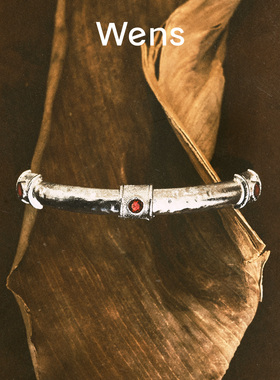 【新品】Wens石来运转复古开口手镯女金银双色新年圣诞生日礼物