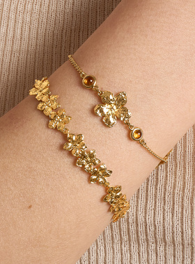 Wens花神系列金银色花朵手链