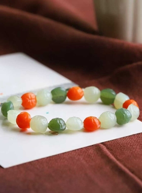 天然新疆和田玉玉器工厂店青海料晴水色湖水绿黄玉龟壳手串手链